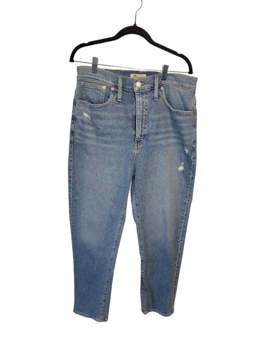 Madewell The Momjean High-Rise Distressed Blue Denim Jeans Size 31